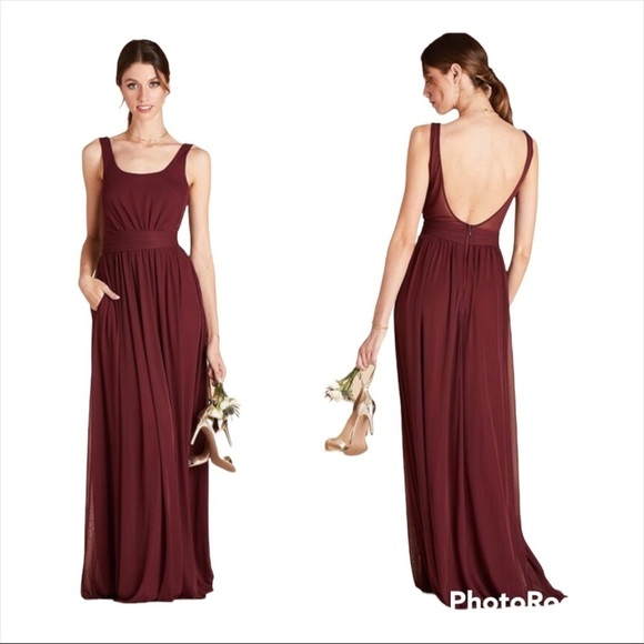 BIRDY GREY Navy Blue Open Back Square Neck Maxi Bridesmaid Gown Medium - Picture 3 of 9